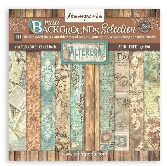 Stamperia Alterego 12x12 Inch Paper Pack Maxi Backgrounds Selection (SBBL162)