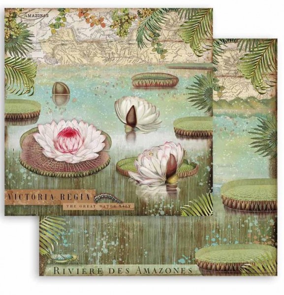 Stamperia Scrapbooking paper double face - Amazonia water lily 12x12