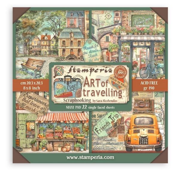 Stamperia Art of Travelling 8x8 Inch Paper Pack Maxi (Single Face)