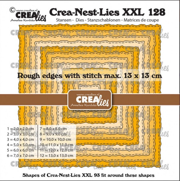 Crealies Crea-Nest-Lies XXL Square with rough edges and stitches