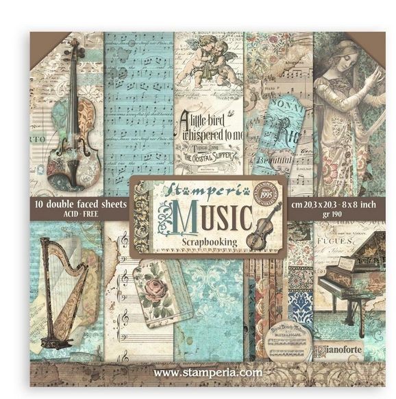 Stamperia Music 8x8 Inch Paper Pack