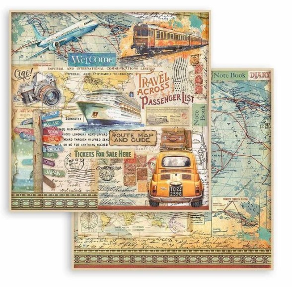 Stamperia Art of Travelling 12x12 Inch Paper Sheet Car