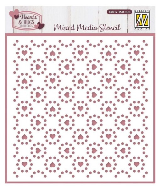 Nellies Choice Mixed Media Stencil Hearts & Dots (MMS4K-080)