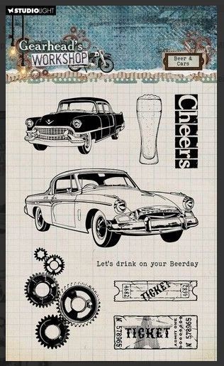 Studio Light Clear Stamp Beer & Cars Gearhead‘s Workshop nr.674